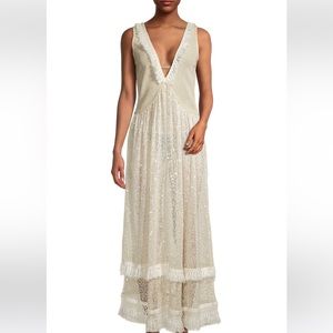 Rami brook Jess V-Neck Crochet Embellished Maxi